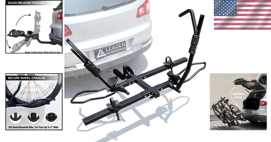 Foldable 2-Bike Carrier - Fits Standard, Fat Tire & Electric Bikes with Ease