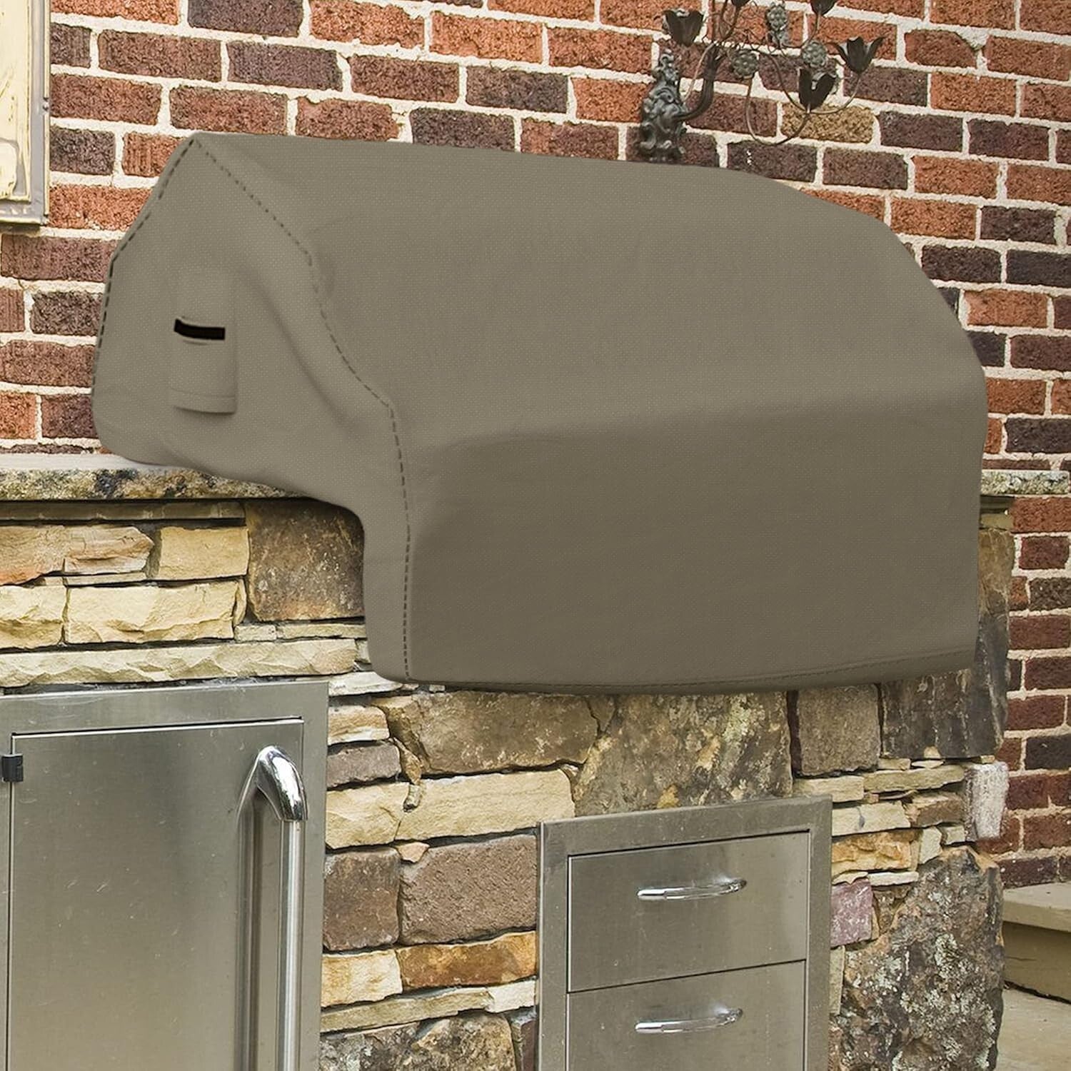 12 Oz Waterproof Outdoor Grill Cover - Durable Snug Fit 32"x26" Beige