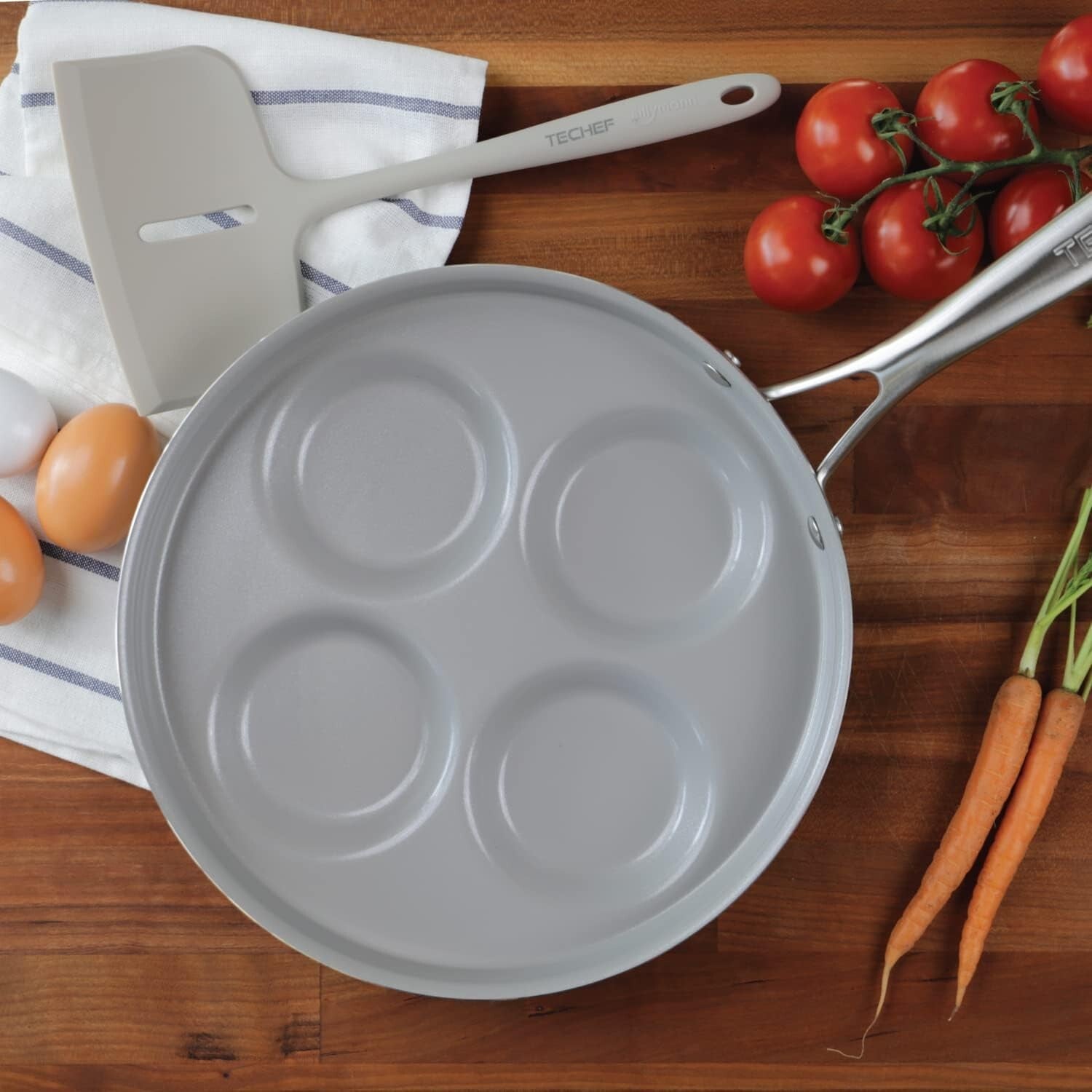 Versatile 4-Cup Egg Frying Pan with Non-Toxic Ceramic Coating - Dishwasher Safe
