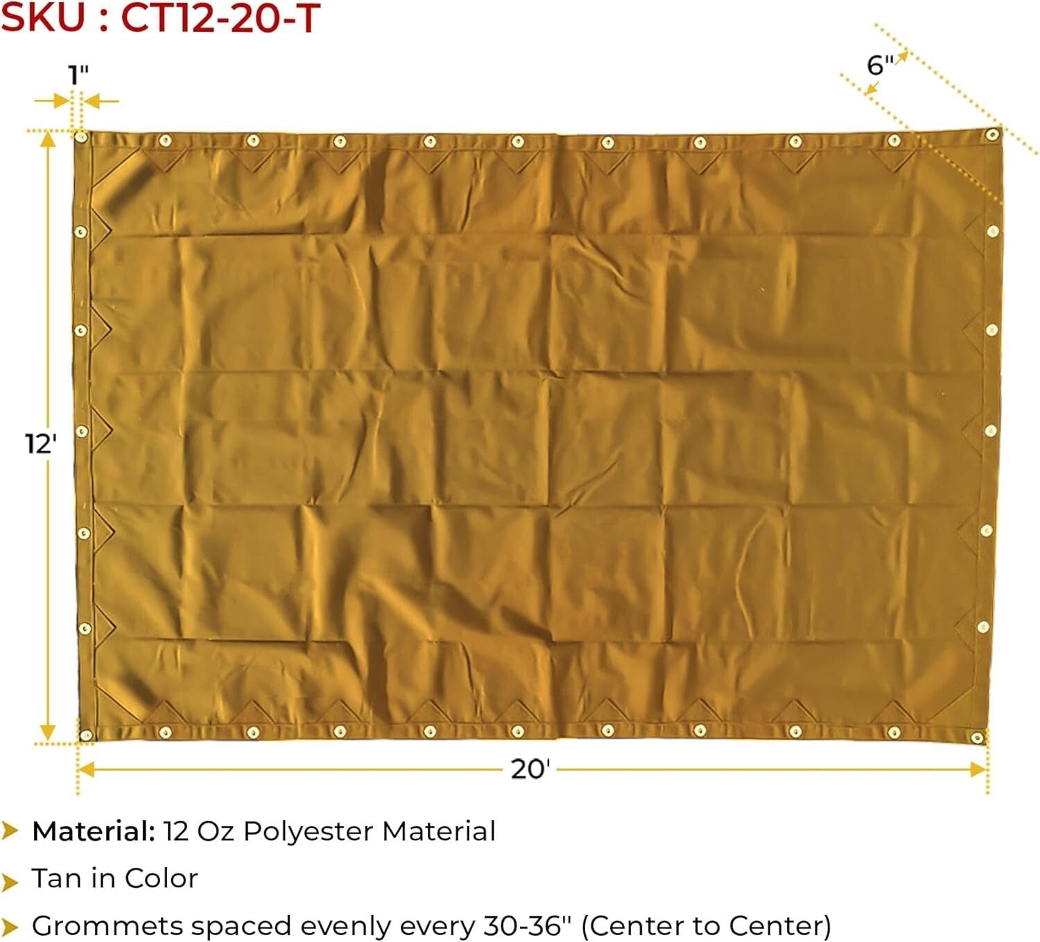 Durable 12' x 20' Tan Polyester Tarp - Perfect for Gardening and Emergencies