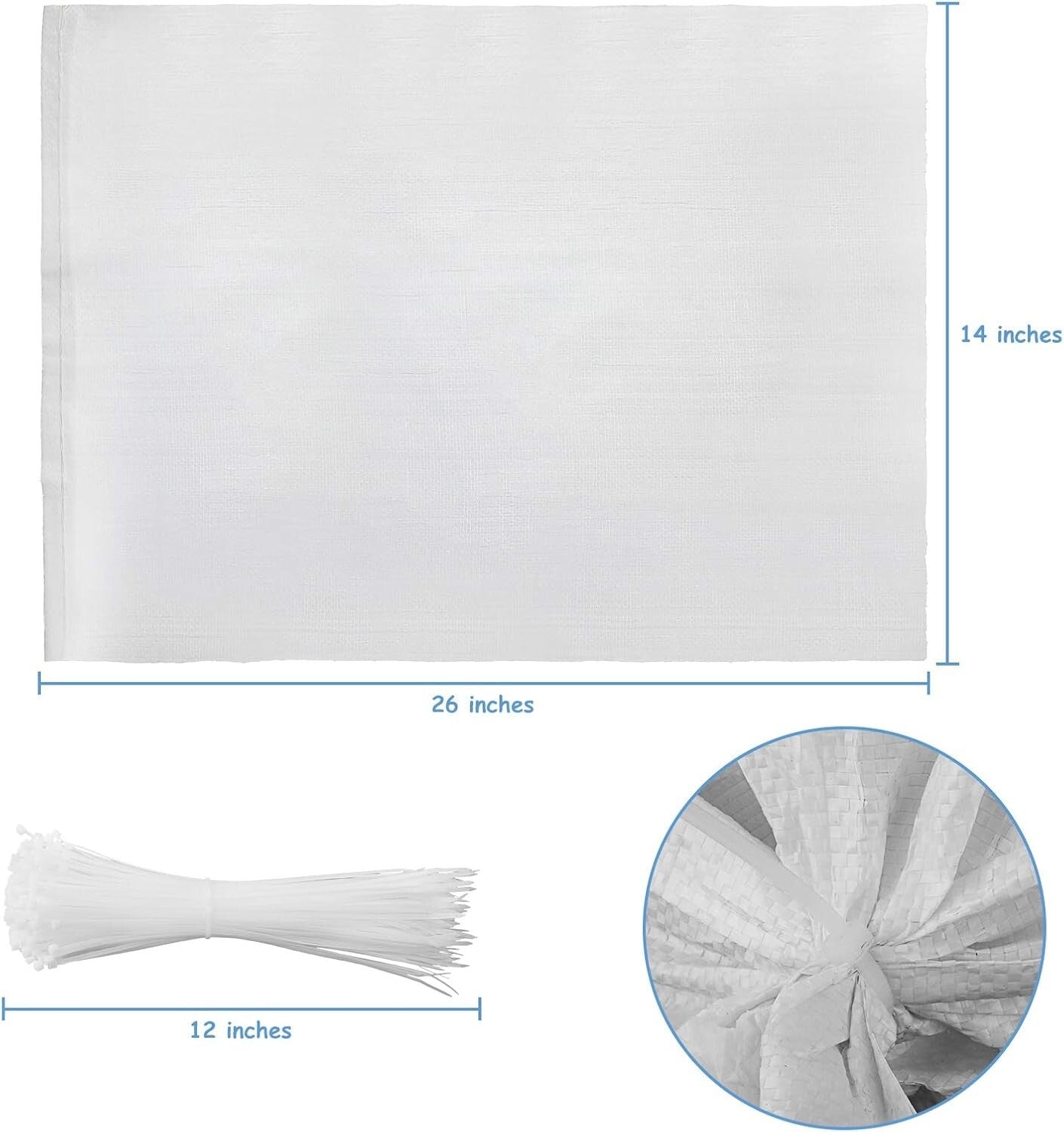 100 Heavy-Duty Waterproof Sandbags with Ties for Flood Protection & Construction