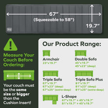 Load image into Gallery viewer, Heavy-Duty Adjustable Couch Cushion Support - 58"-67" x 19.7" for Sagging Seats