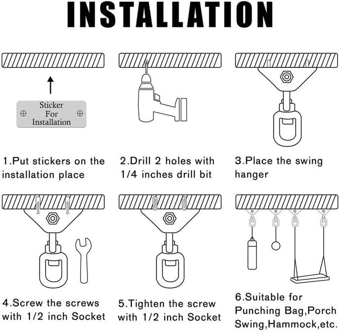 Durable Anti-Rust Heavy Duty Swing Hangers - 2000 LB Capacity - Easy Install