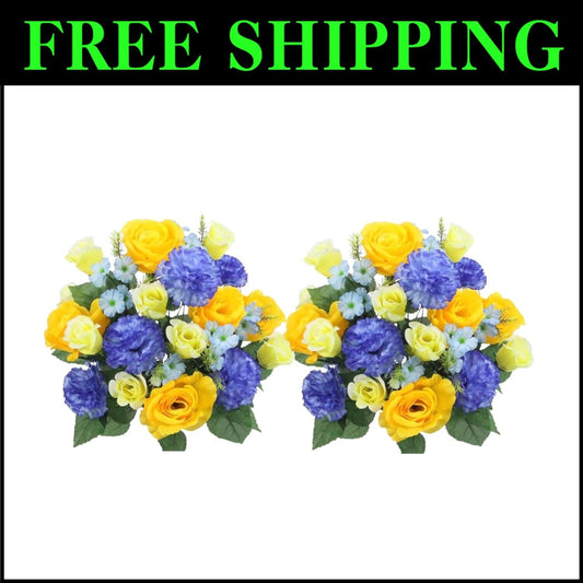 Elegant 2-Pc Mixed Rose & Carnation Faux Flower Set for Home & Memorial Decor