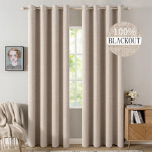 Load image into Gallery viewer, High-Quality Faux Linen Blackout Window Panels – 2 Pack Grommet Curtains 52x96