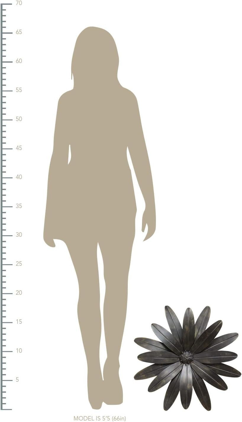 Ready-to-Hang Black Metal Flower Wall Decor with Contemporary Design - 1 Piece