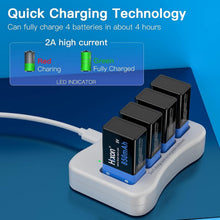 Load image into Gallery viewer, Fast-Charging 9V Battery Set - 850mAh Rechargeable Lithium Pack with Charger