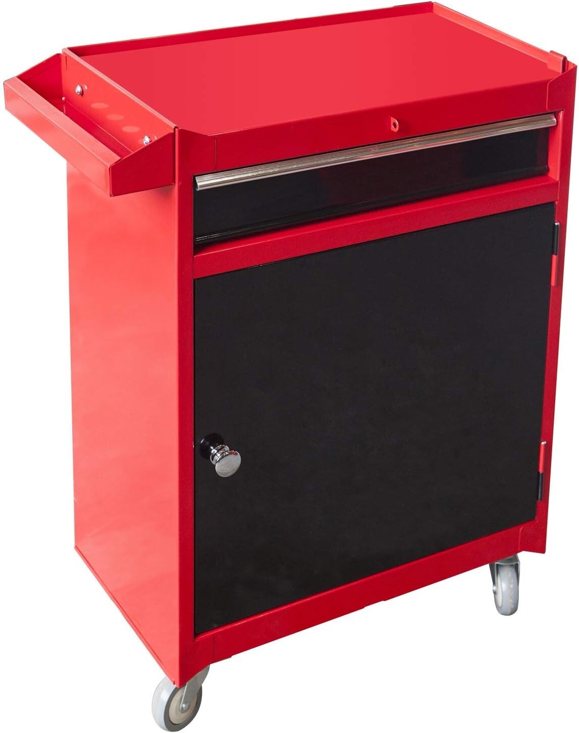 Compact 6-Drawer Tool Chest & Cabinet with Rolling Casters - Red & Black