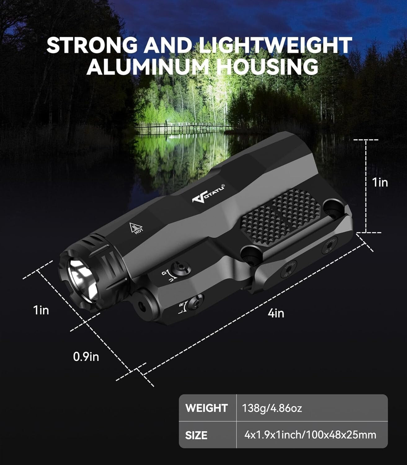 Picatinny M-LOK Tactical Flashlight with Touch Pad & 2400 Lumens Light Power