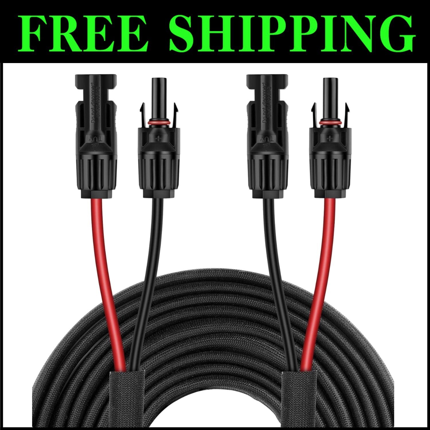 Versatile 10AWG Solar Extension Cable - 50FT with Male and Female Connectors