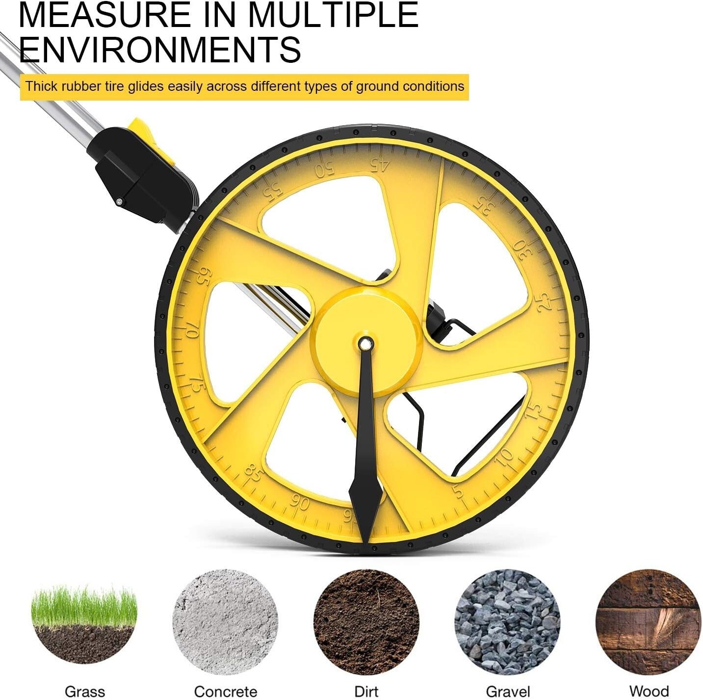 Accurate 12-Inch Measuring Wheel - Double Collapsible for Effortless Transport