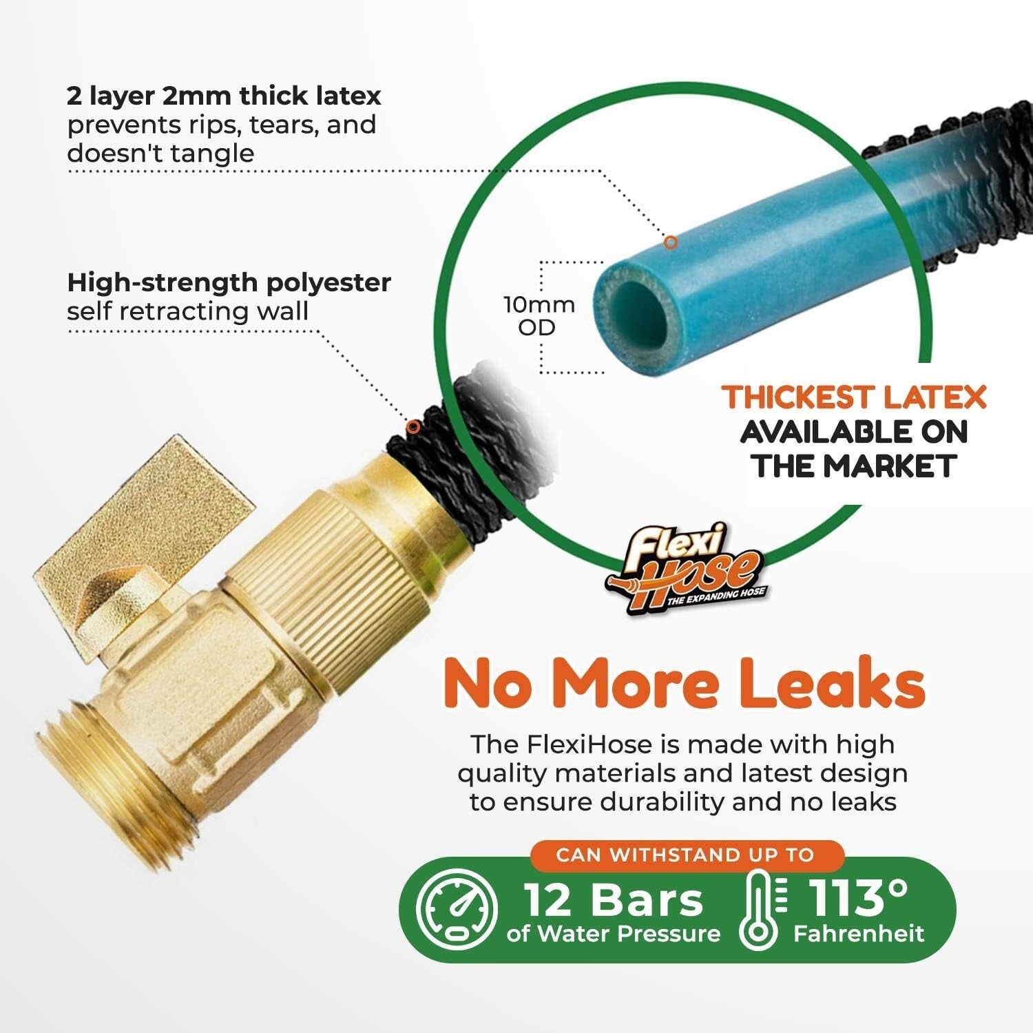Durable 50ft Water Hose with Heavy-Duty Brass Connectors - Perfect for Gardening