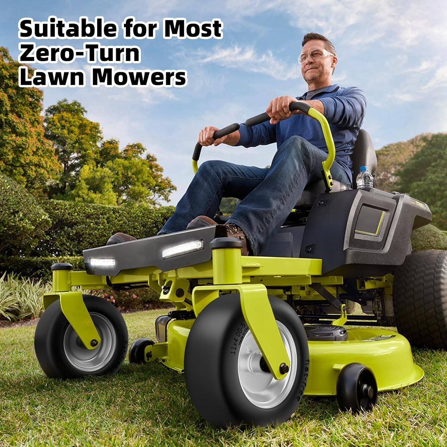 All-Terrain 11x4-5 Flat Free Lawn Mower Tires, 350 Lbs Capacity - Universal Fit