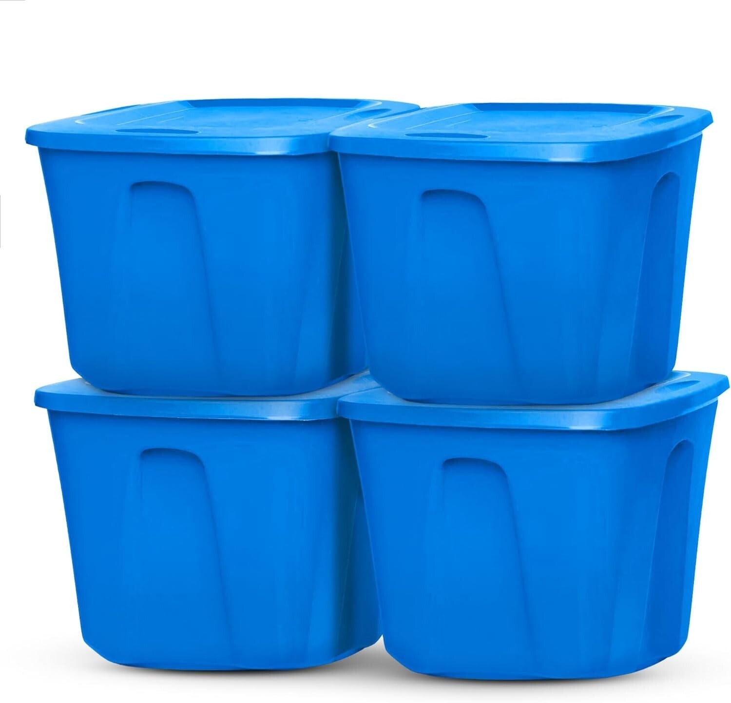 4-Pack Heavy Duty 18 Gallon Plastic Storage Bins - Durable & Water-Resistant