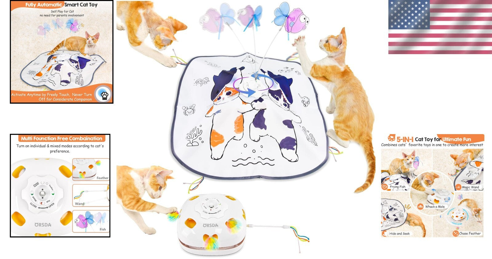 Exciting 5-in-1 Cat Toy with USB Rechargeable Features - Indoor Fun for All Cats