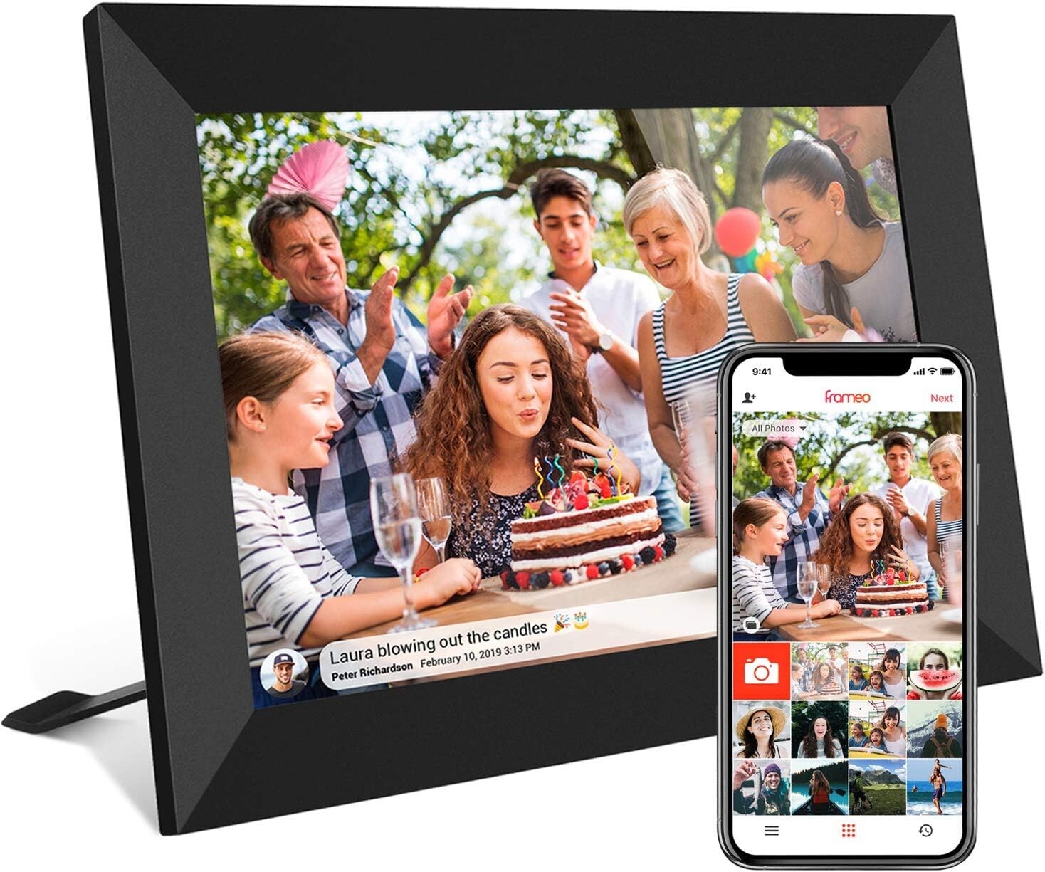 10.1 Inch WiFi Digital Photo Frame with 32GB Storage & Frameo App Integration
