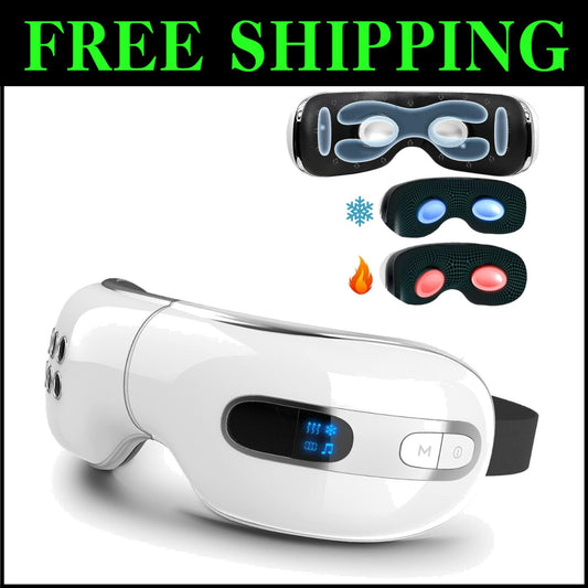 Bluetooth Eye Massager with Heat & Cooling – Relieve Migraines & Dark Circles
