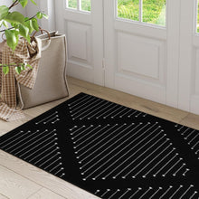 Load image into Gallery viewer, Handmade 3' x 5' Washable Boho Black Rug for Indoor Spaces - Versatile Decor