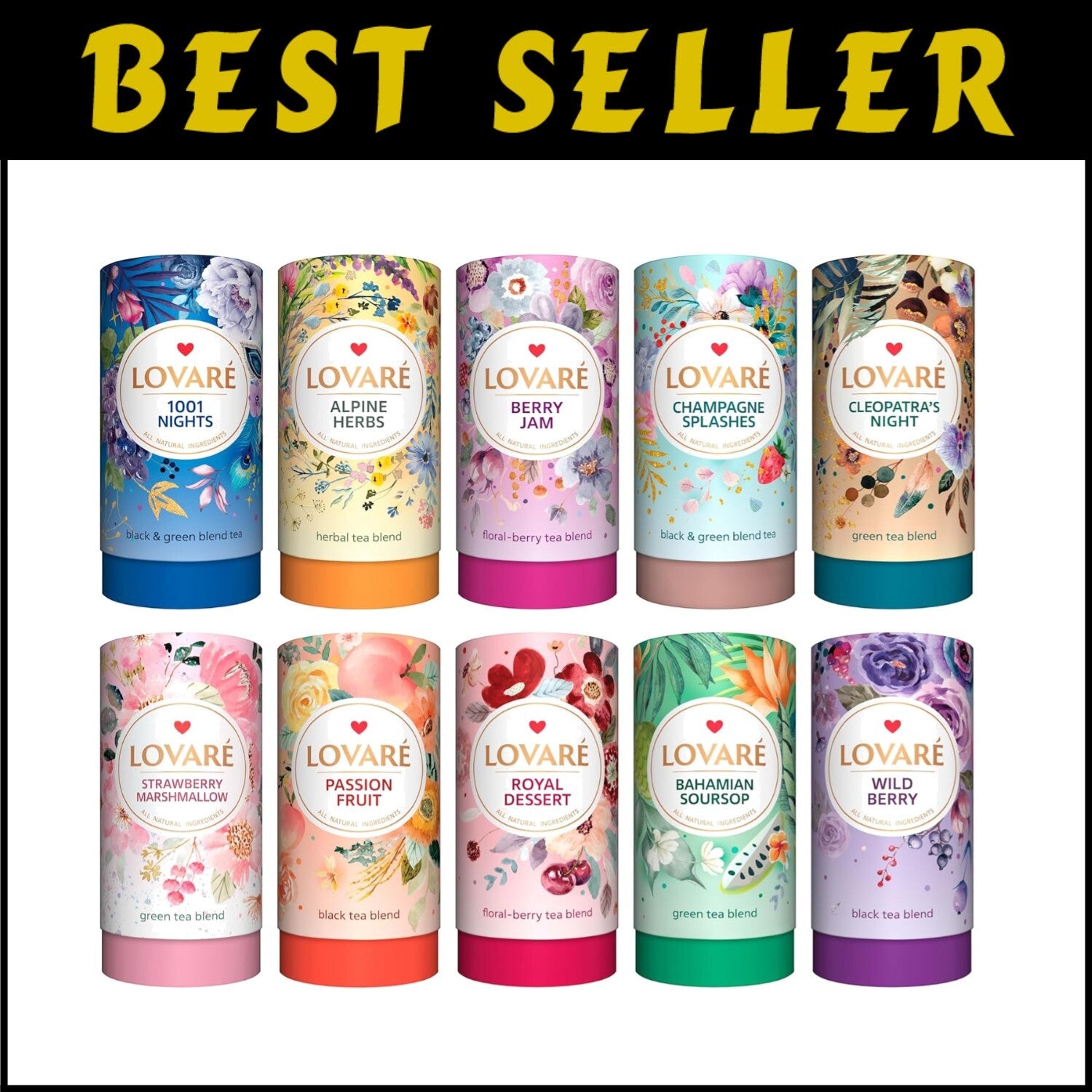 Assorted Loose Leaf Tea Set 80g - 10 Unique Flavors in Gift Box - Ukrainian Made