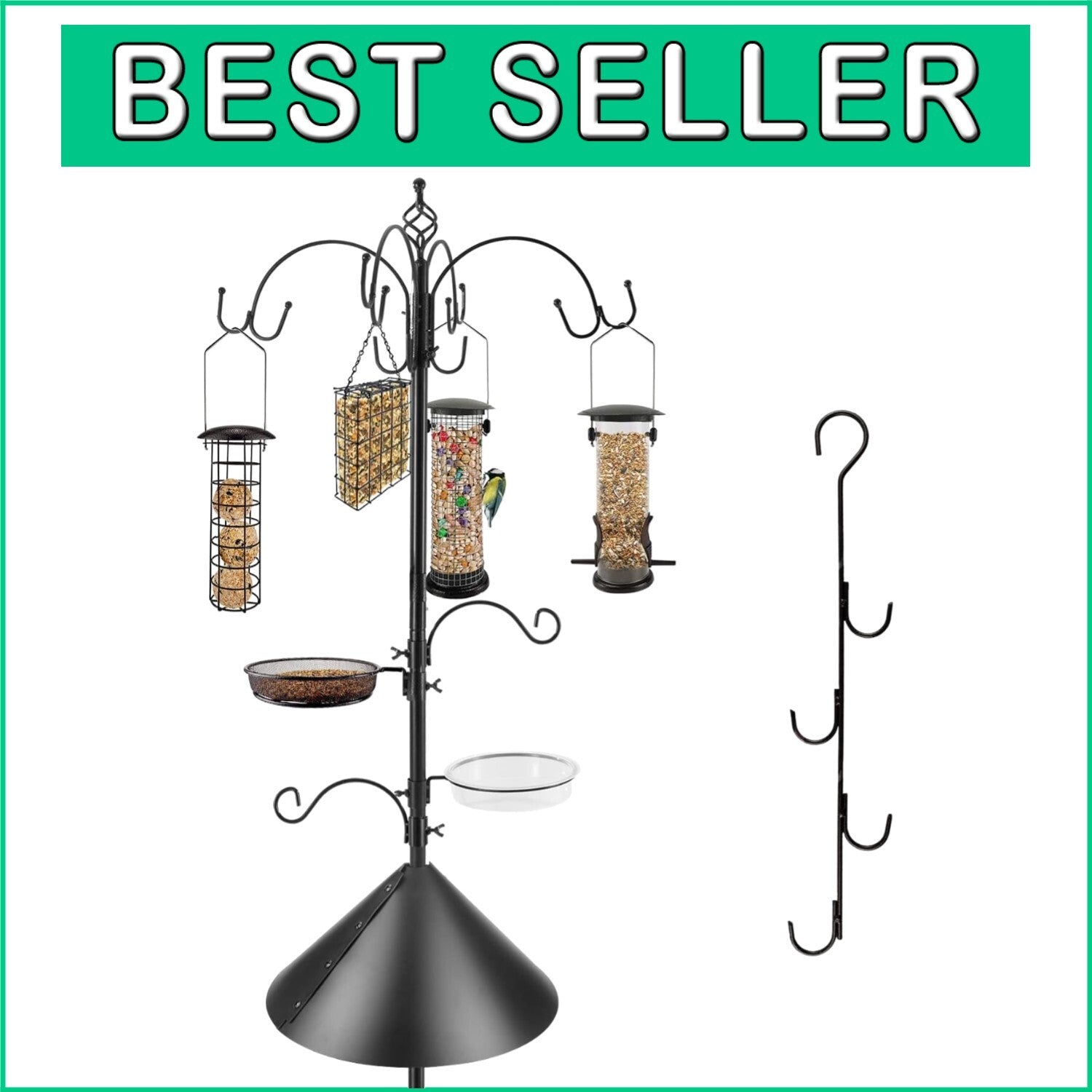 Attractive Bird Feeding Station Kit with Adjustable Hooks & Squirrel Baffle