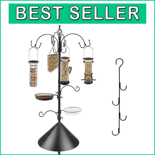 Attractive Bird Feeding Station Kit with Adjustable Hooks & Squirrel Baffle