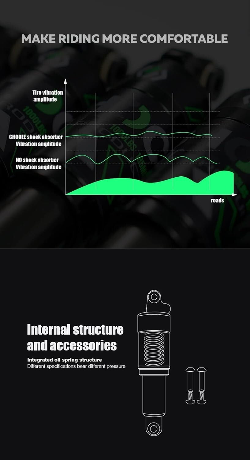 Premium Aluminum Mountain Bike Shock Absorber 120mm-200mm - Adjustable Load