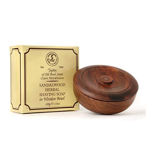 Refillable Sandalwood Shaving Soap in Wooden Bowl, 3.5 oz – Eco-Friendly Luxury