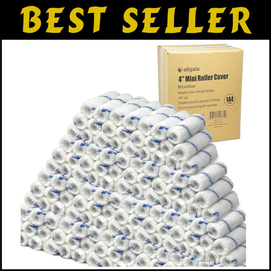 144-Pack Mini Paint Roller Covers, 4-Inch Shedless Microfiber for Professionals