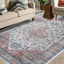 Load image into Gallery viewer, Non-Slip 5x7 Orange Boho Area Rug - Machine Washable for Living Room and Bedroom