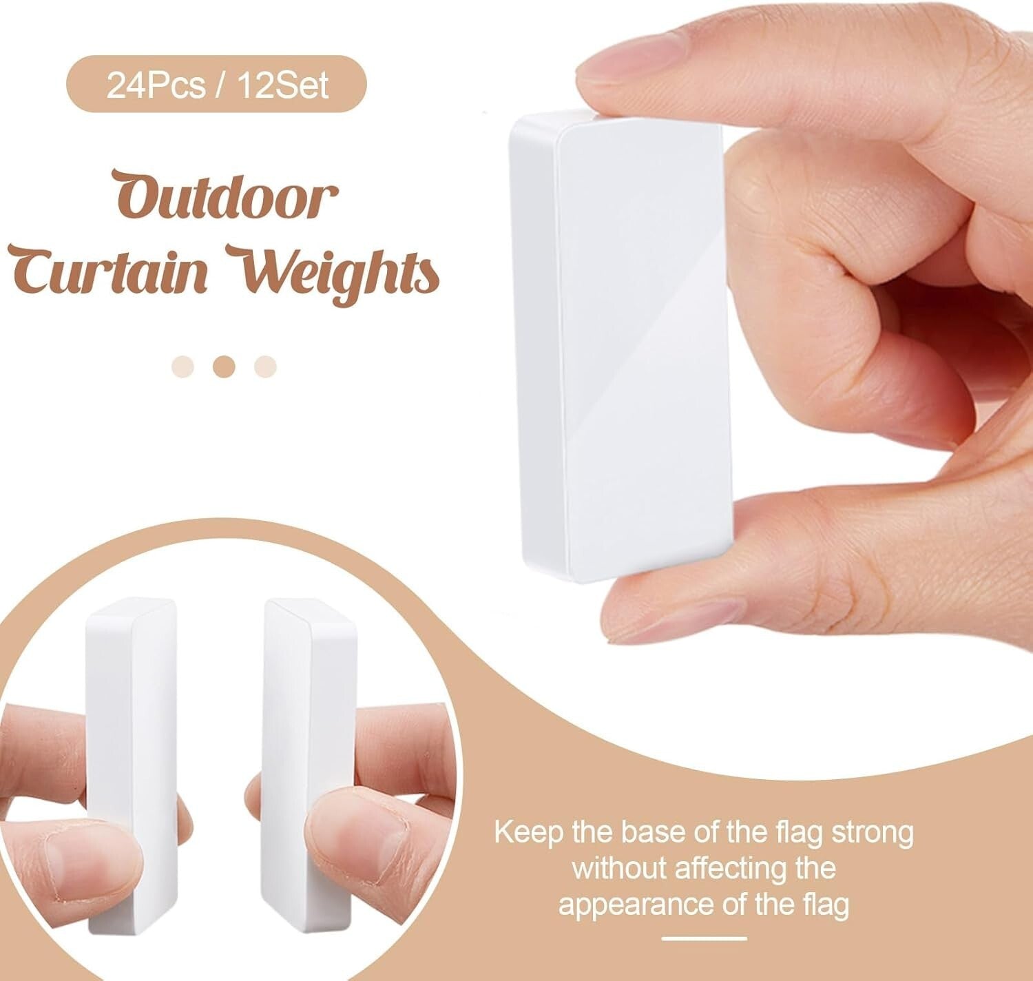 Elegant White Outdoor Curtain Weights - 24pcs, Wind-Resistant and Portable