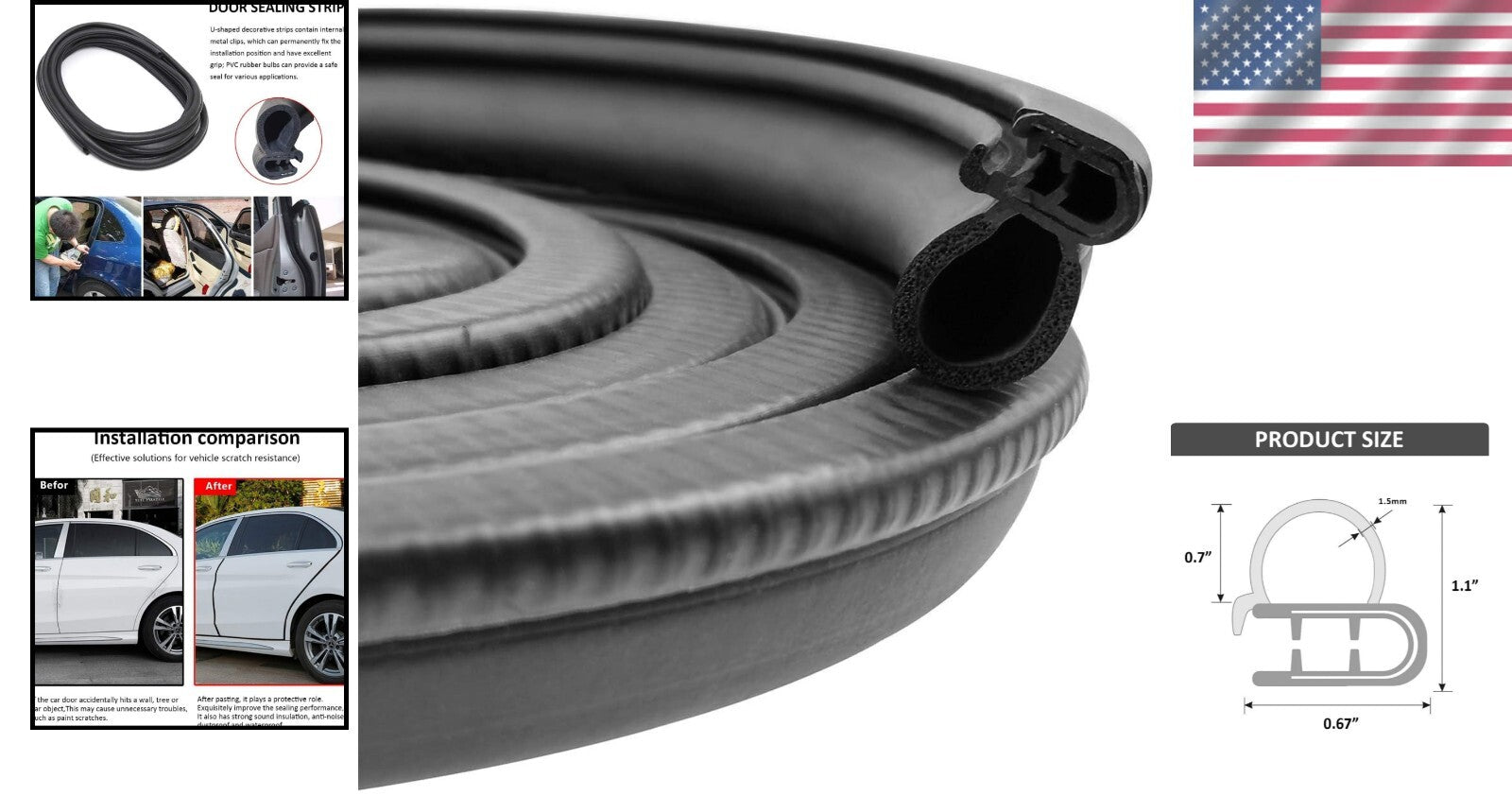 Durable 50Ft Rubber Weather Stripping for Cars, Boats & RVs - Easy Installation