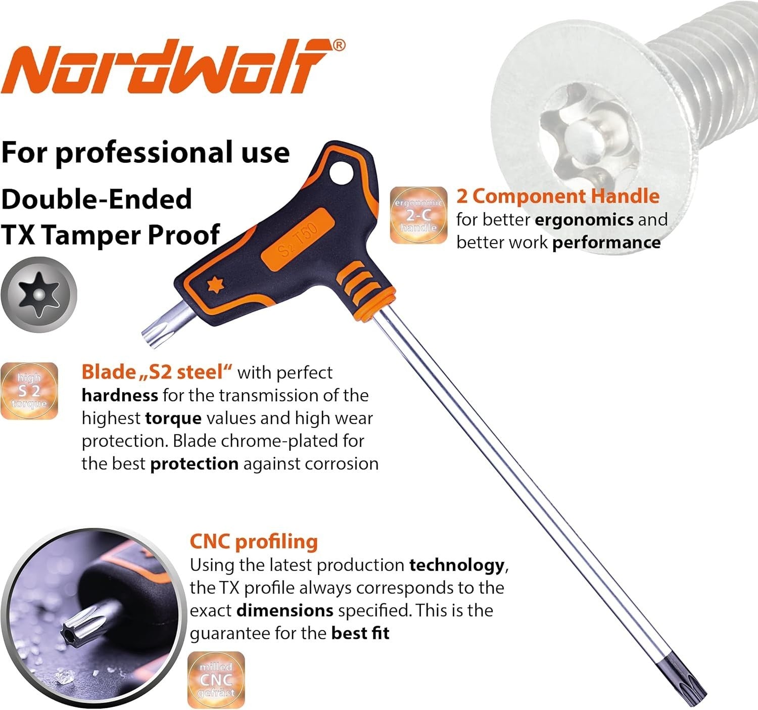 Durable T-handle Torx Wrench Set - Precision Cut Sizes T10 to T50 in Storage Box