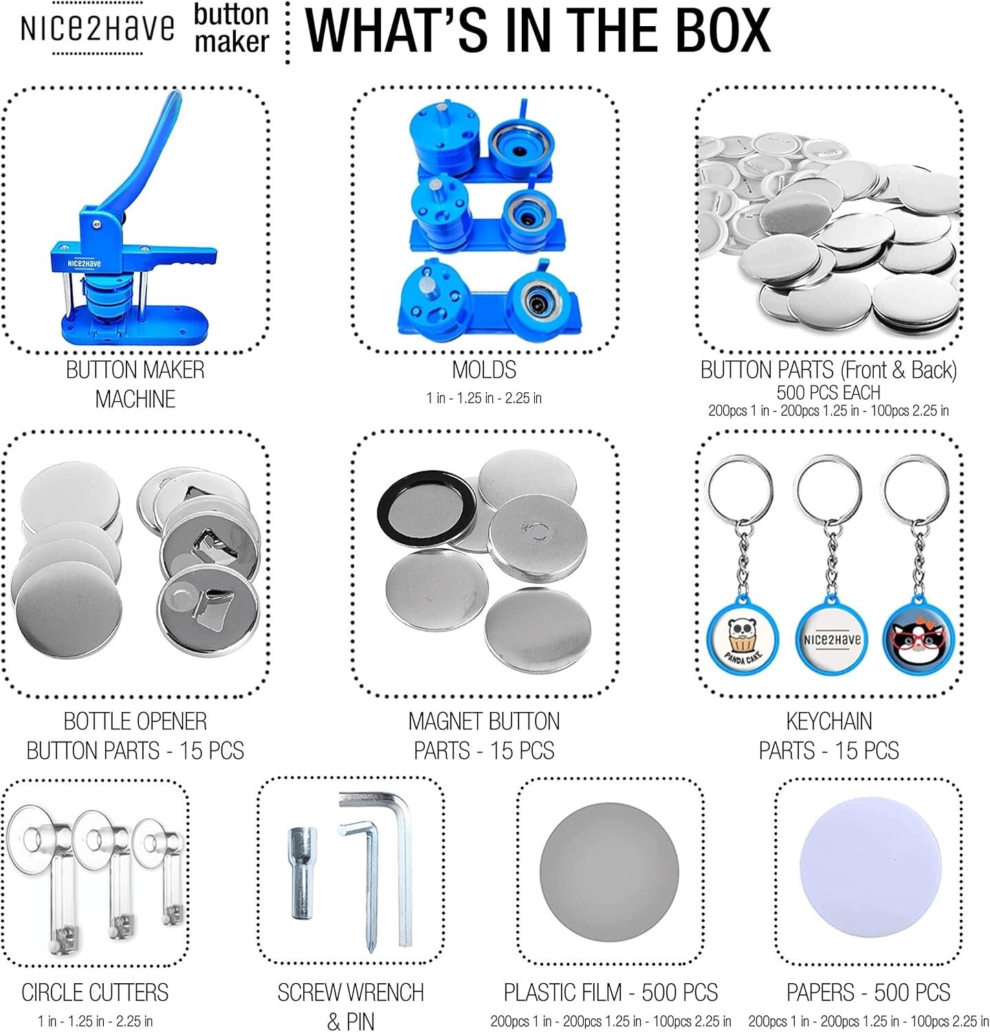 Versatile Button Maker Machine - Create 500 Custom Pins, Keychains & Gift Items