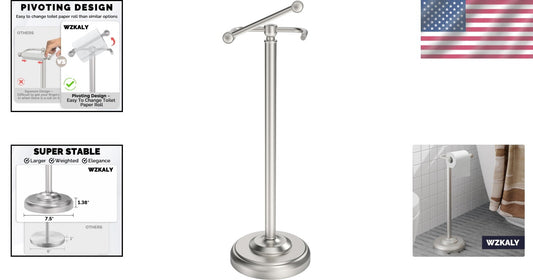 Eco-Friendly Rotating Toilet Paper Holder Stand - Durable Brushed Nickel Finish