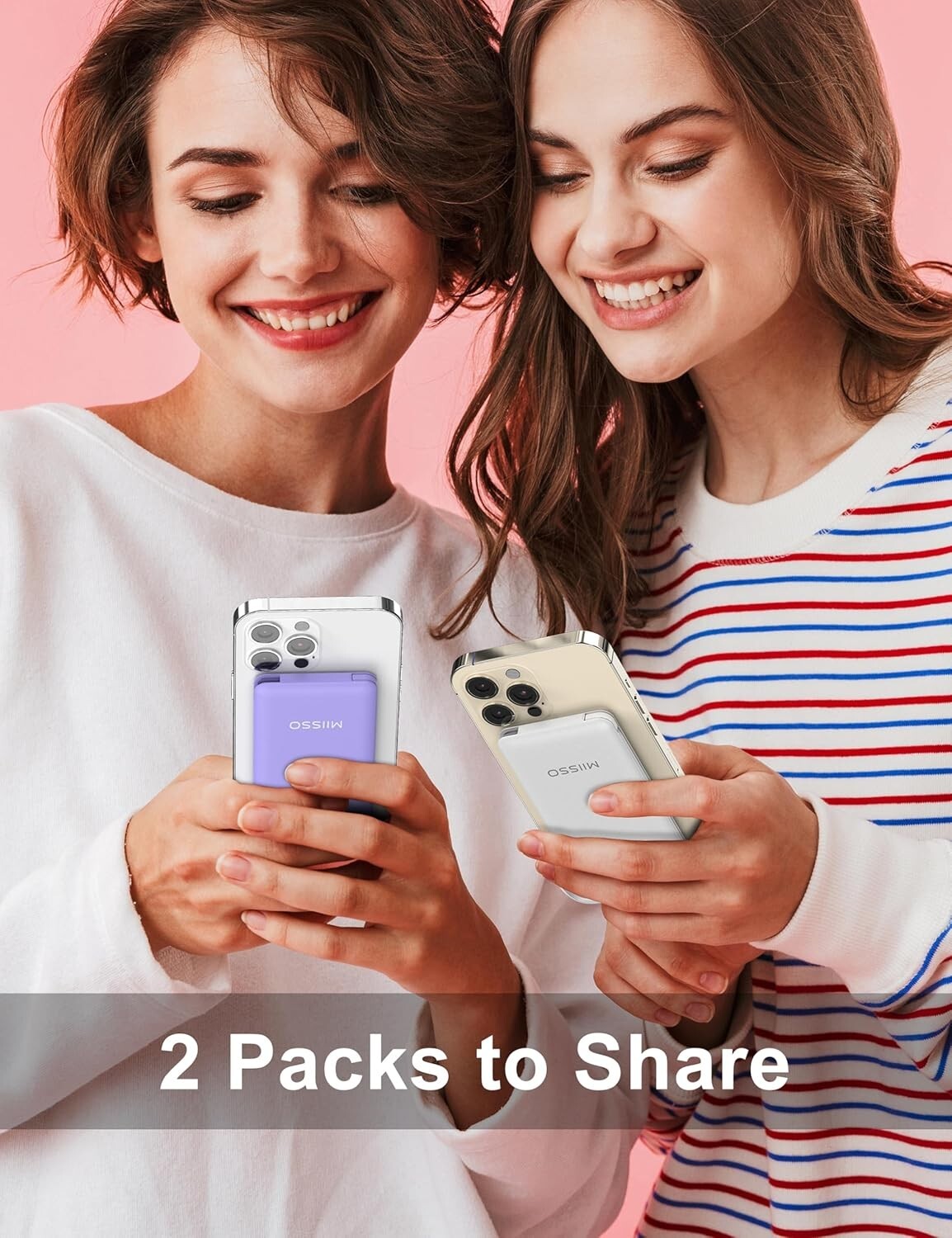 Dual-Pack 10000mAh Slim Power Bank with Built-in Cables, Travel Ready & Stylish