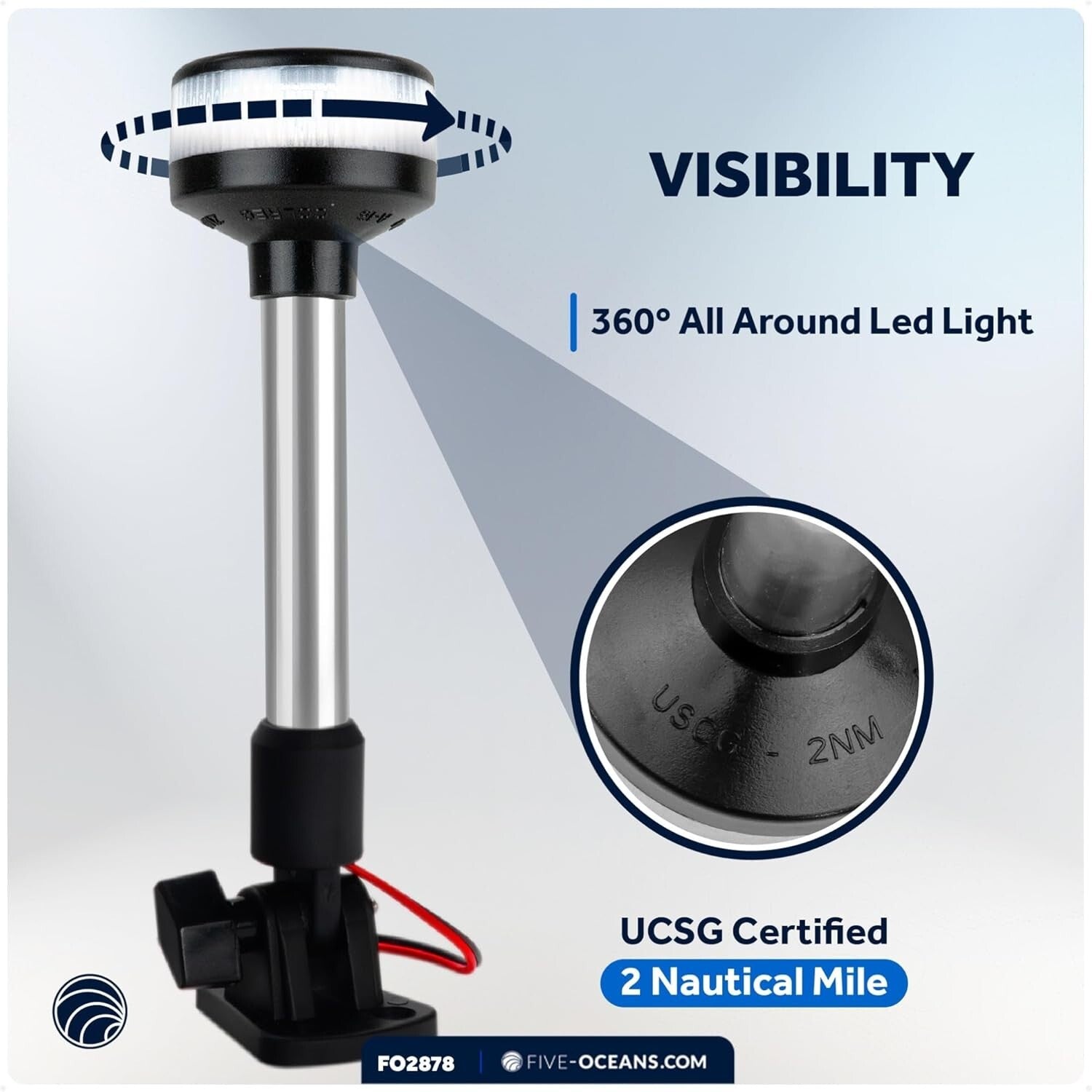 Bright 9-Inch LED Anchor Light with Clear Lens - Certified for Safe Navigation