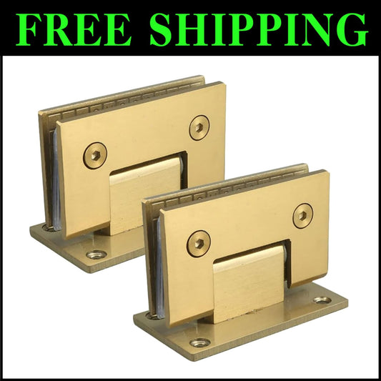 Sturdy 2 Pack Brushed Gold Glass Cabinet Hinges - Heavy-Duty Self-Closing Design