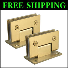 Load image into Gallery viewer, Sturdy 2 Pack Brushed Gold Glass Cabinet Hinges - Heavy-Duty Self-Closing Design