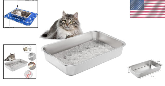 Non-Stick Easy Clean Litter Pan with High Sides for Senior Cats – 24'' x 16''
