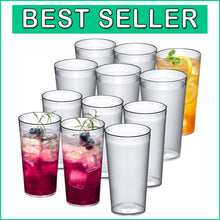 Load image into Gallery viewer, Shatter-Proof 12-Cups Set - 16oz &amp; 24oz Dishwasher-Safe Plastic Tumblers