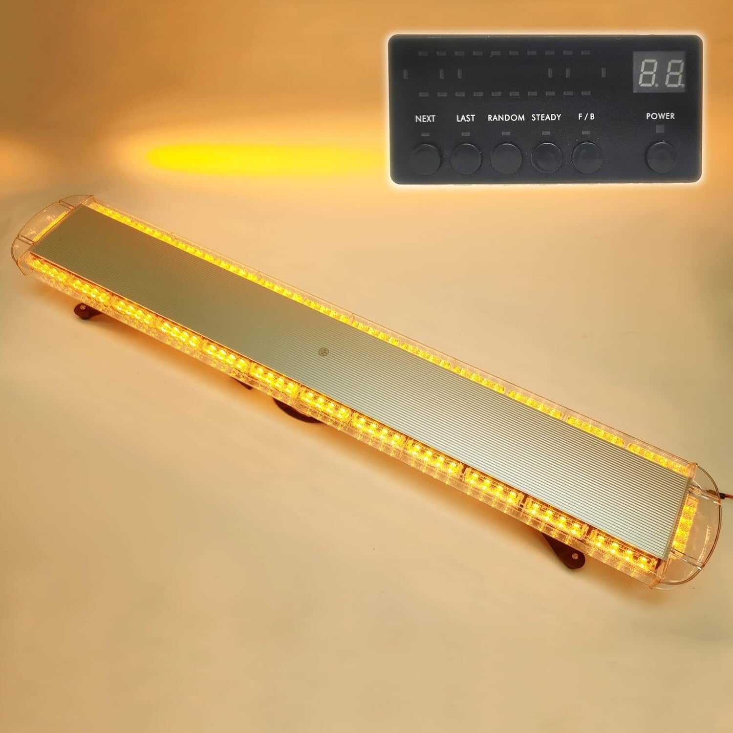 Professional Waterproof 12V-24V Amber Strobe Light Bar - 55 Inch, 104 LEDs