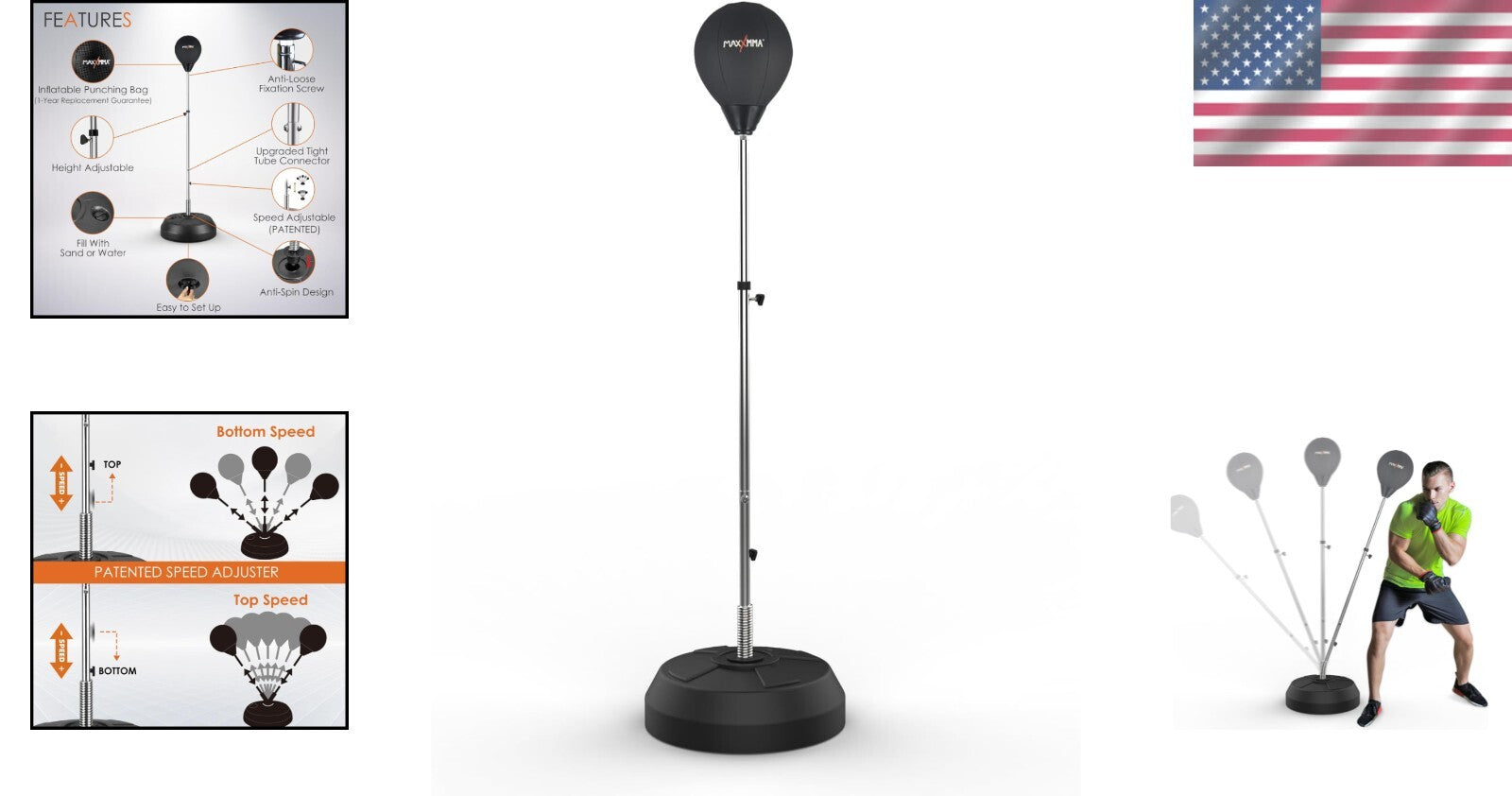 Height-Adjustable Reflex Boxing Bag Kit - Ideal for All Ages and Skill Levels