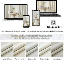 Load image into Gallery viewer, Beige Faux Linen Full Blackout Curtains 108" - Modern Insulated Drapes Set of 2