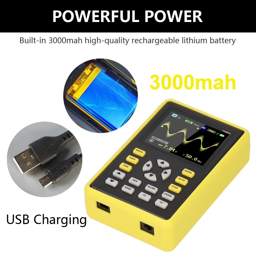 Digital Mini Oscilloscope - 500MS/s Sampling Rate with Powerful Trigger Modes