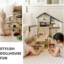 Load image into Gallery viewer, Kids' Wooden Dollhouse with Realistic Design and 53Pcs Furniture - Perfect Gift!