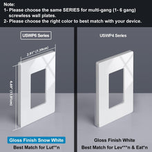 Load image into Gallery viewer, Modern 1-Gang Screwless Wall Plates - 30-Pack Glossy Finish in Snow White