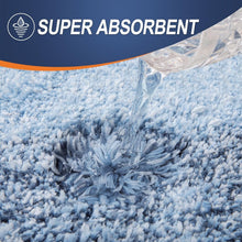 Load image into Gallery viewer, Fluffy High Pile Blue Bathroom Rug Set, Quick Dry &amp; Machine Washable - 3 Pieces