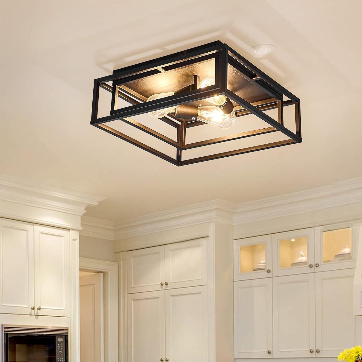 Sleek Modern Flush Mount 3-Light Ceiling Fixture for Dining & Living Spaces