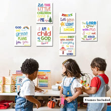 Load image into Gallery viewer, Set of 6 Framed Bible Verse Wall Decor - Inspirational Kids Room Art 8X10