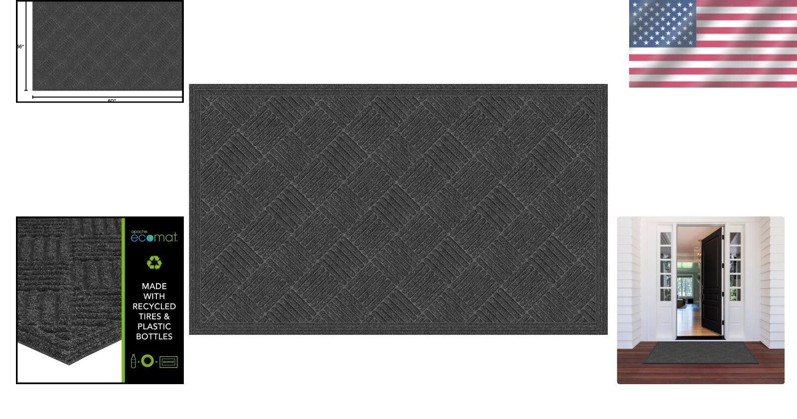 Stylish 3x5 Charcoal Doormat with Needle Punched Weave - Ideal for Entryways